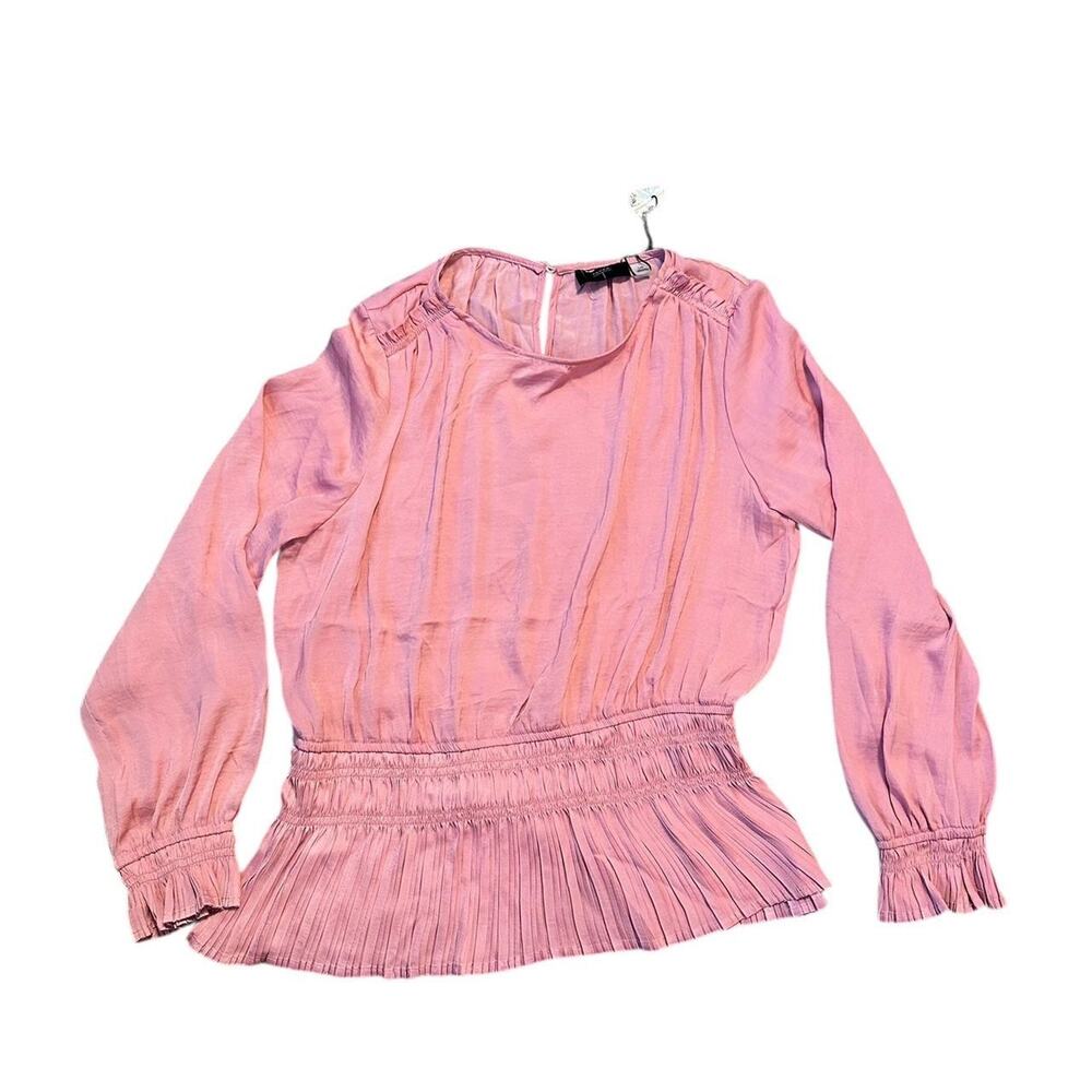 Tahari pink dusty rose ruffle Blouse, NWT, Women Large - Picture 4 of 8